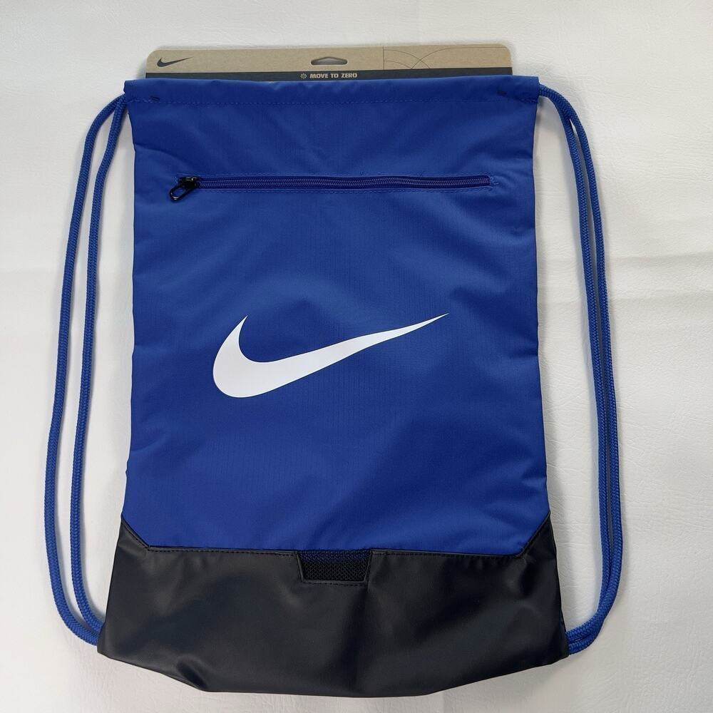 Nike Brasilia Drawstring‎ Backpack Bag Training Gym Sports Walk Sack Blue Black